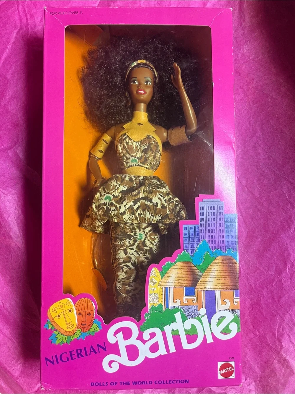 vintage 1989 Nigerian Barbie from Mattel’s Dolls of the World Collection NRFB